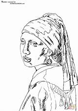 Coloring Vermeer Pearl Earring Pages Girl Johannes Famous Paintings Rembrandt Van Printable Rijn Supercoloring Earrings Online Color Painting Sheets Zentangle sketch template