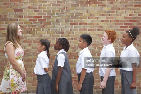 school children lining  high res stock photo getty images