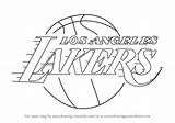 Lakers Logo Los Angeles Drawing Draw Step Kobe Bryant Sketch Nba Coloring Pages Drawingtutorials101 Tutorials Miami Heat Printable Tutorial Learn sketch template