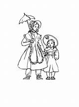 Coloring Children Victorian Fashion Pages Girls 1850 Costume Dresses Woman Era Print Mid History Fashions Colouring Historical Kids Easy Pattern sketch template