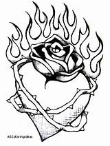 Coloring Pages Heart Flames Fire Clipartmag Wings sketch template