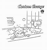 Worksheet Curious George Bath Bubble Coloring Education sketch template