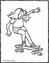 Skateboard Girl Drawing Getdrawings Kiddicolour Colouring sketch template