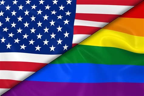 Flags Of Gay Pride And The Us Divided Diagonally 3d