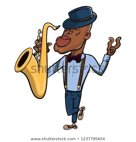 jazz musician playing  saxophone  wearing  fashion cartoon vector cartoons band jazz