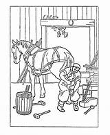 Coloring Pages Colonial Early American Life Kids Printables History Horse Blacksmith America Jobs Books Trades Farm Sheets Usa Pioneer Colouring sketch template