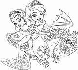 Coloring Sofia First Pages Princess Dragon Enchancia Amber Printable December sketch template