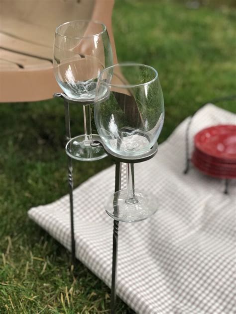 Wine Glass Stake Wine Glass Holder Garden Stake Wine Etsy