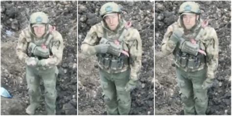 dramatic video shows  russian soldier  shot     side     surrender
