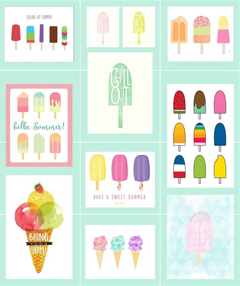 ice cream  printables  summer art roundup  gold pixel