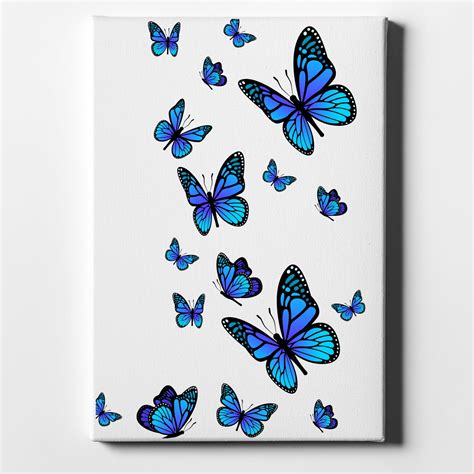 blue butterflies butterfly    decorative canvas wall art