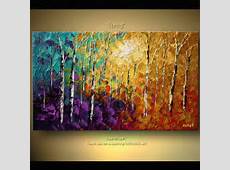 ORIGINAL Abstract Tree Painting Thick Texture of by OsnatFineArt