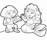 Dora Coloring Mermaid Pages Printables Saves Her Doratheexplorertvshow sketch template