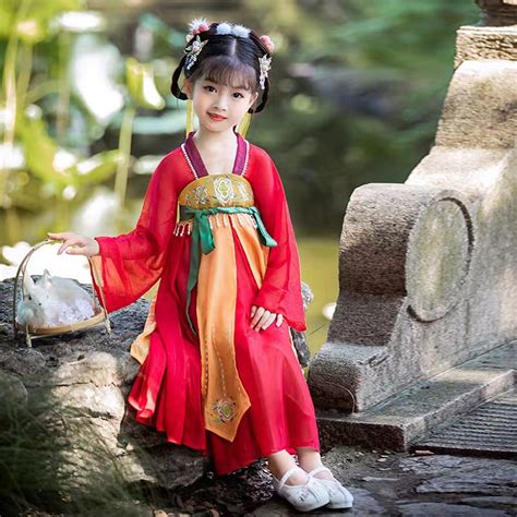 Girls Red Hanfu Dress Asian Costume Chinese Dress Etsy