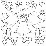 Teddy Coloring Bear Pages Angel Colouring Flowers Bears Templates Sheets Cute Sketsa Beach Wings Clipart Library Book Flower Printable Cartoon sketch template