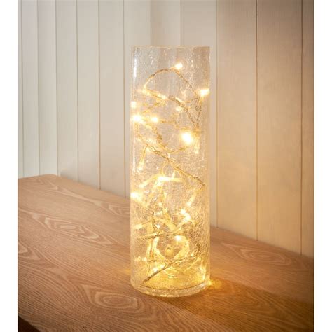 crackle glass vase 40 led lights home lighting bandm