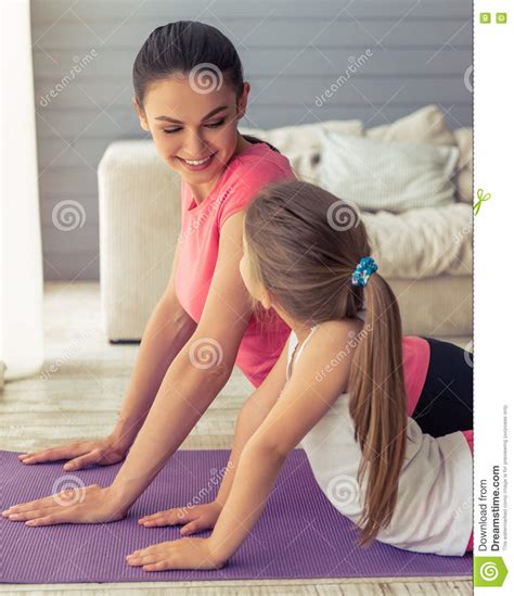 mom and daughter stock image image of beautiful exercise 73234585