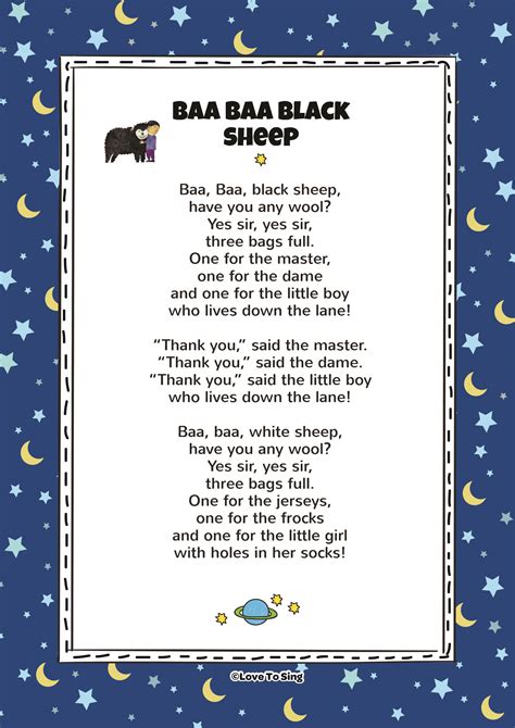 baa baa black sheep nursery rhyme  kids  activities