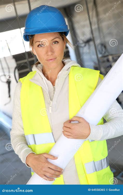woman construction manager  building site stock image image  building worker
