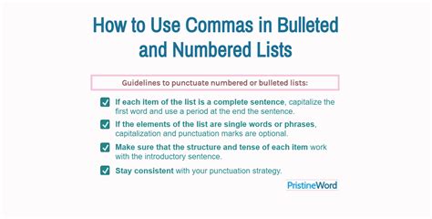 commas  bulleted  numbered lists