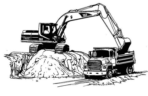 excavator loading  truck coloring pages  print