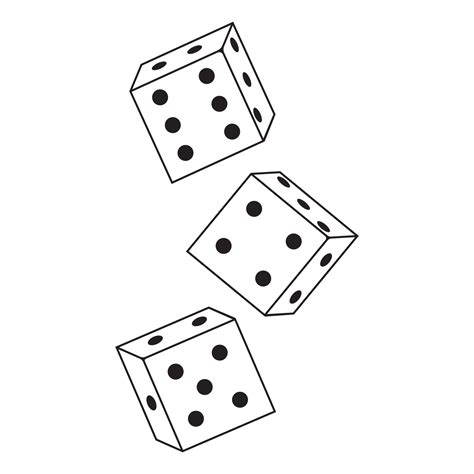 dice cubes vector illustration outline icon isolated  white