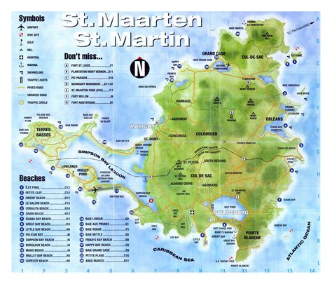 large detailed tourist map  sint maarten saint martin saint martin north america