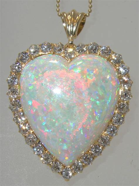 carat opal diamond gold heart pendant  stdibs opal heart