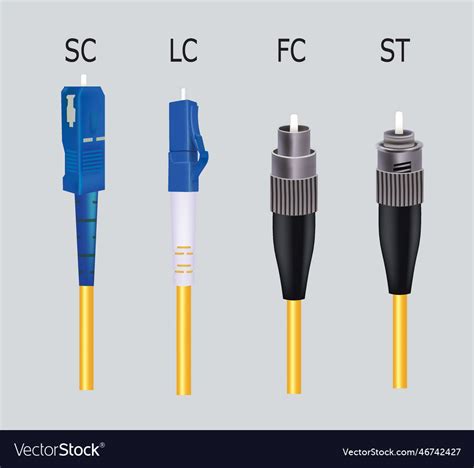 fiber optic cable  sc lc fc  st connector vector image