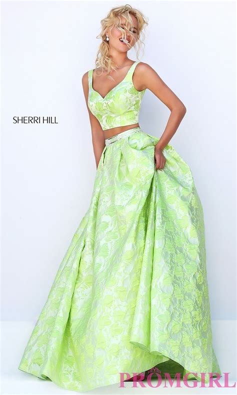Prom Dresses Celebrity Dresses Sexy Evening Gowns Two Piece Print V
