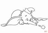 Coloring Dumbo Pages Trunk Disney Blows His 1300 53kb Getcolorings Shy sketch template