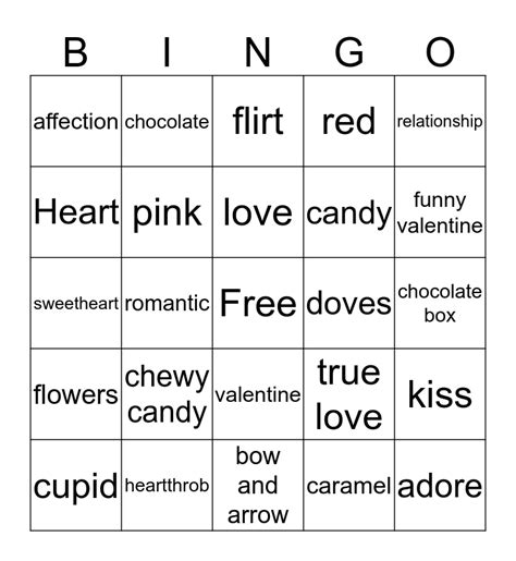 valentines day bingo card
