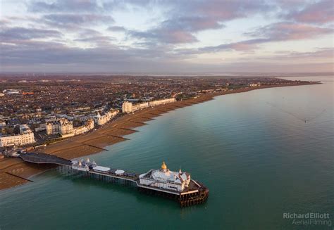 eastbourne pier  sunrise  morning richard elliott aerial filming