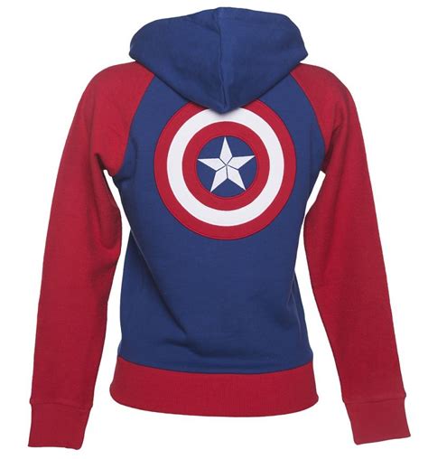 womens marvel comics captain america shield logo zip hoodie marvel clothes superhero shirt