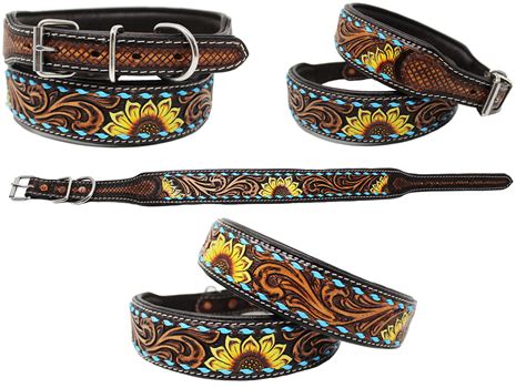 padded leather dog collar floral hand tooled hr walmartcom
