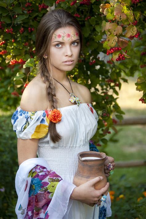 Beautiful Ukrainian Girl In Traditional Dress Stock Image