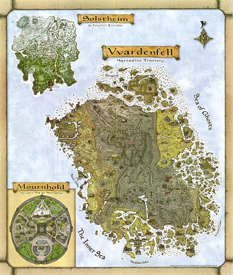 map included  tes morrowind showing  playable areas