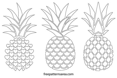 printable  pineapple silhouette vectors freepatternsarea
