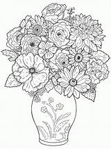Flower Coloring Flowers Pot Drawing Bouquet Pages Vase Sketch Pencil Rose Tulips Colour Pots Drawings Line Draw Beautiful Easy Colouring sketch template