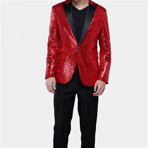 Red Sequin Tuxedo Jacket Free Shipping Gentlemans Guru