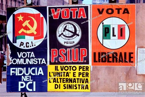 election posters  italian communist party pci italian socialist party  proletarian