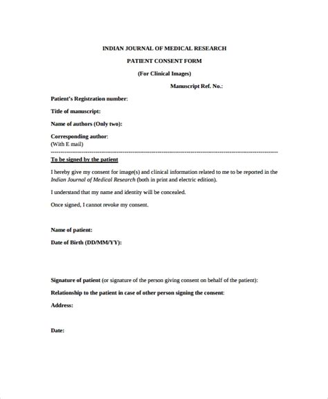 Sample Research Consent Form 8 Free Documents Download
