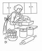 Coloring Pages Cooking Dinner Baking Thanksgiving Kitchen Bread Mom Food Cook Printable Colouring Feast Bible Printables Room Mum Sheets Buildings sketch template