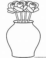 Vase Coloring Flower Roses Flowers Clipart Color Pages Plants Printable Kids Summer Curved Print Activity Great Who sketch template