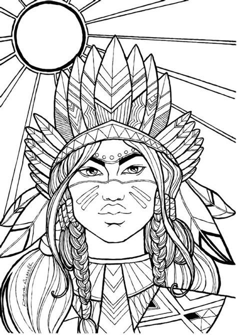 native american coloring pages  adults pin  art