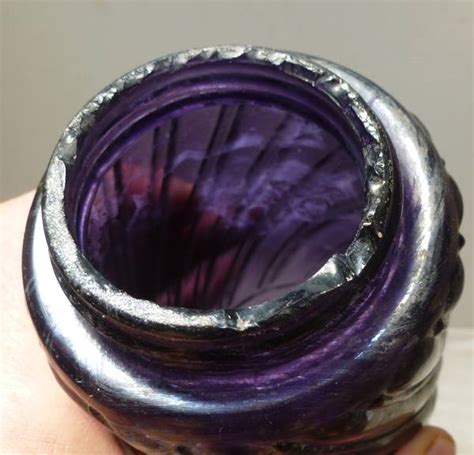 Deep Purple Twisted Rib Pint Sized Food Jar Ground Screw Cap Finish C