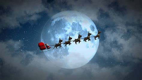 christmas santa flying  clouds animation  royalty  video