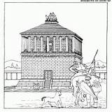 Wonders Seven Coloring Ancient Halicarnassus Mausoleum Architecture sketch template