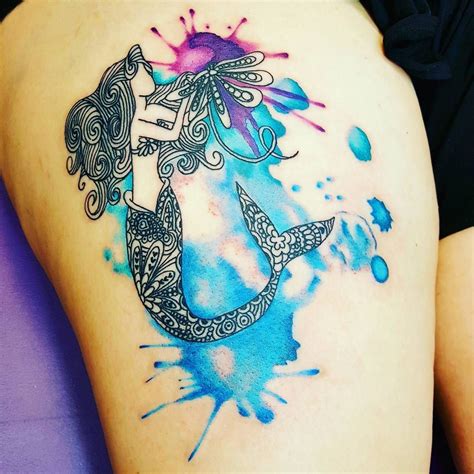 Watercolor Henna Mermaid Tattoo Mermaid Tattoos Mermaid Tattoo Tattoos