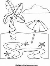 Beach Coloring Tropical Hawaii Printable Print Size Umbrella Sea Link Click sketch template